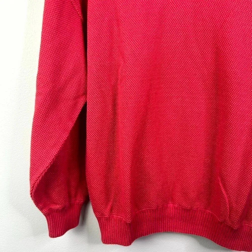 St. Croix Crystal Stitch High V-neck Pullover Red Medium Vintage - Picture 5 of 6